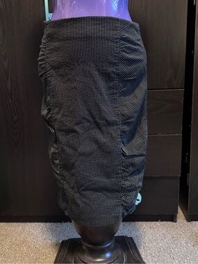 Pinstripe Black Ruched Pencil Skirt